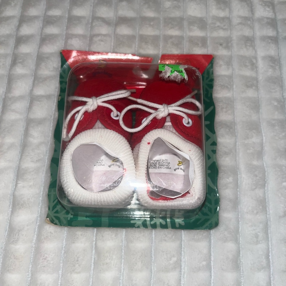 Vintage 90s Baby’s First Shoe NWT Red and White Soft 1997